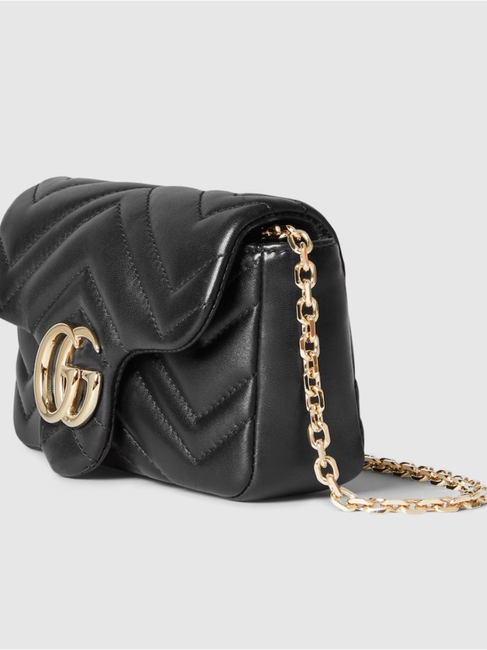 Gucci Black Chevron Quilted Leather Crossbody with Gold GG - Picture 3 of 5